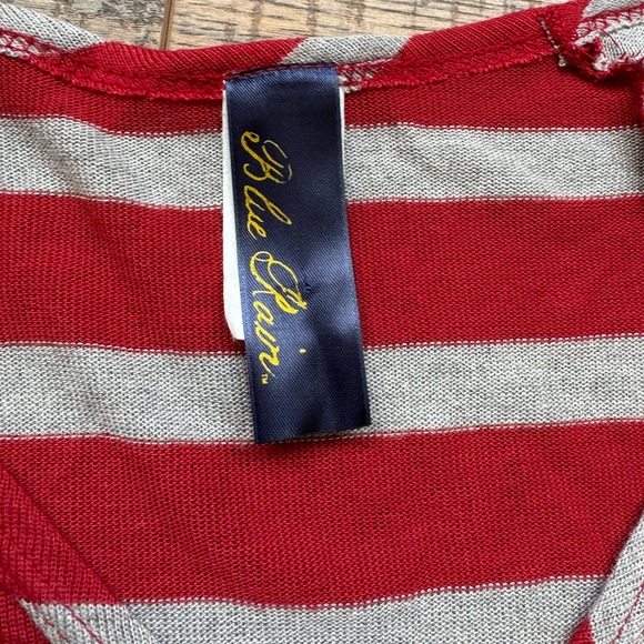 Small Blue Rain Red and Gray Stripe Midi Dress. - Picture 4 of 6